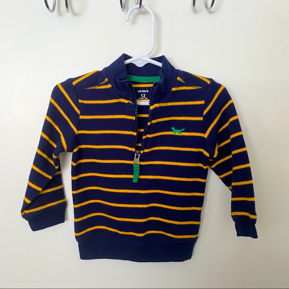Carter’s 1/4 zip sweater blue and yellow striped